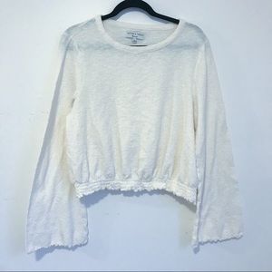 Madewell Texture & Thread Smocked Bell Sleeve Top
